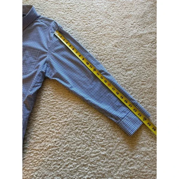 Lauren Ralph Lauren Slim Fit Non-Iron Blue Check Dress Shirt 18 34/35 - Picture 9 of 12